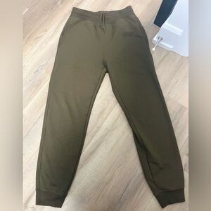 Uniqlo Olive Green Fleece-Lined Heattech Sweatpants